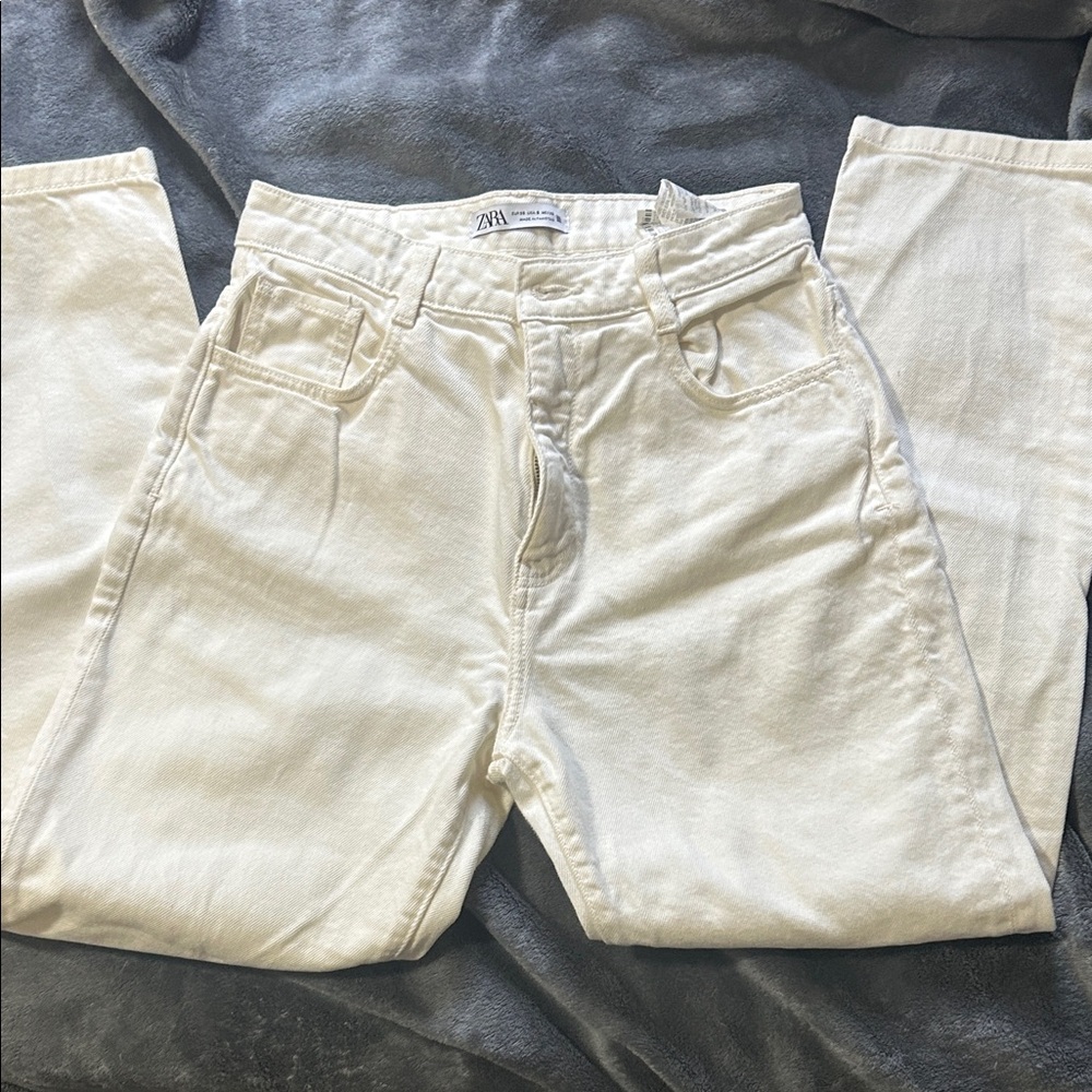 Zara Off-White Denim Pants